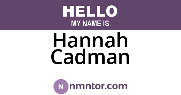 Hannah Cadman
