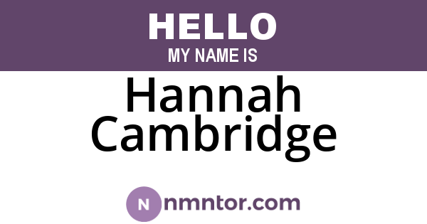 Hannah Cambridge