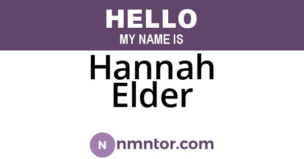 Hannah Elder