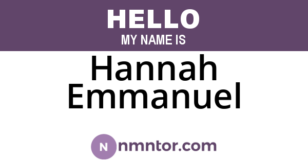 Hannah Emmanuel