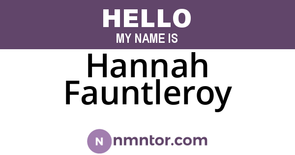 Hannah Fauntleroy
