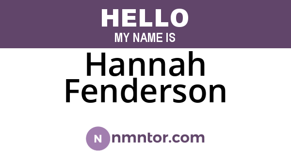Hannah Fenderson