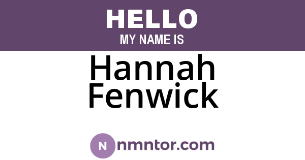 Hannah Fenwick