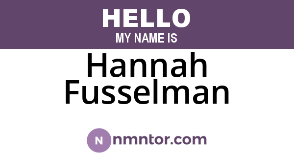 Hannah Fusselman