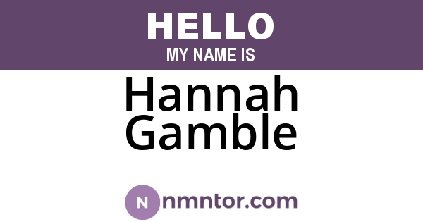 Hannah Gamble