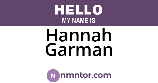 Hannah Garman
