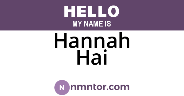 Hannah Hai