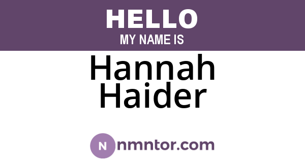 Hannah Haider
