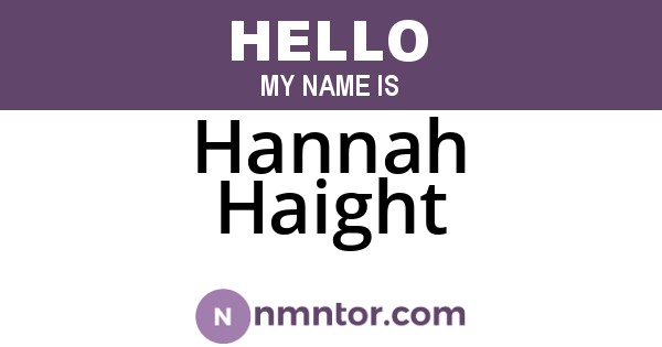 Hannah Haight