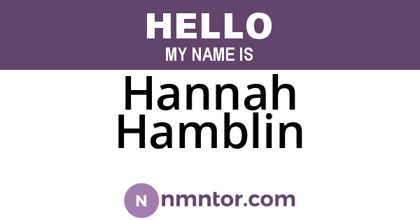 Hannah Hamblin