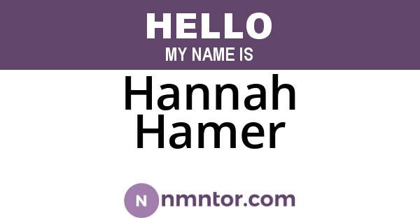 Hannah Hamer