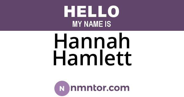 Hannah Hamlett