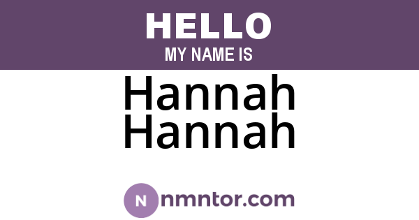 Hannah Hannah