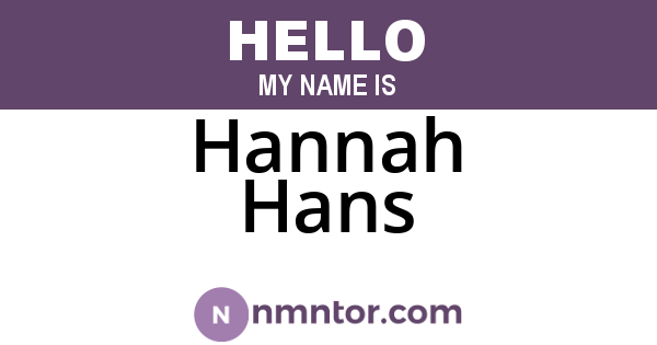 Hannah Hans