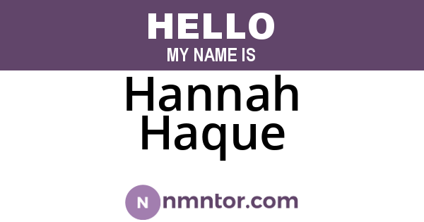 Hannah Haque