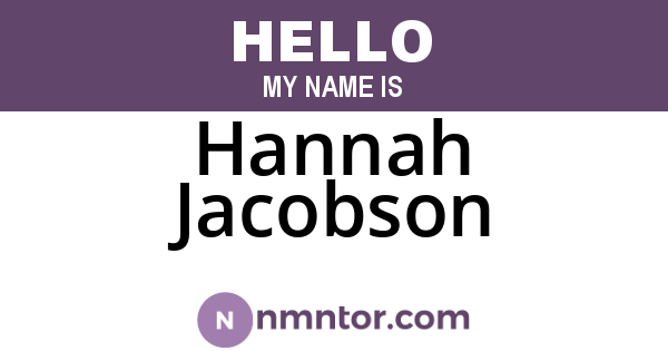 Hannah Jacobson