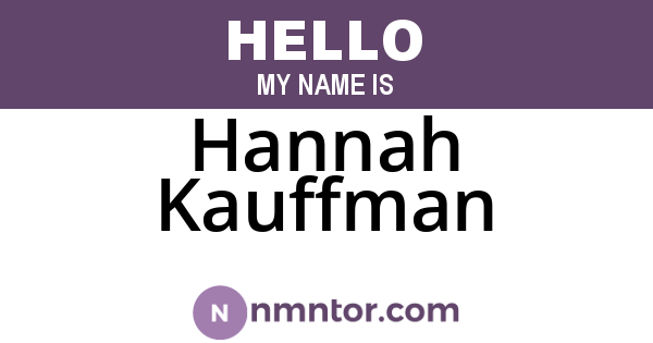 Hannah Kauffman