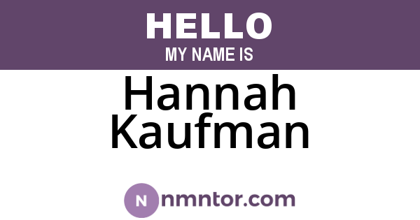 Hannah Kaufman