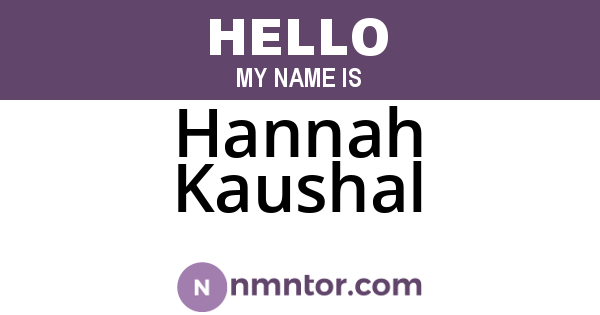 Hannah Kaushal