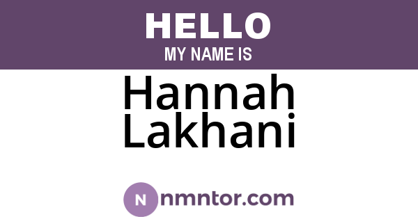 Hannah Lakhani