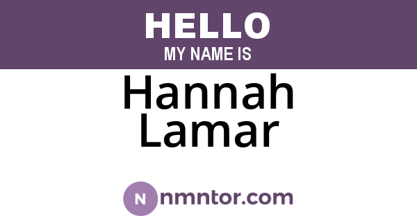 Hannah Lamar