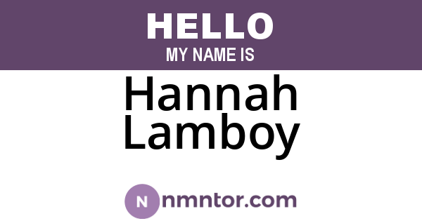 Hannah Lamboy