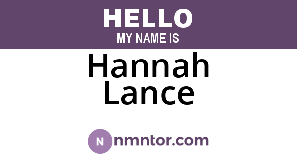 Hannah Lance