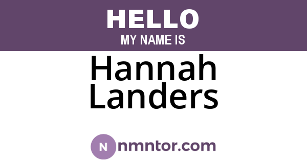 Hannah Landers