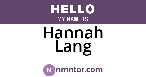 Hannah Lang