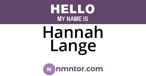 Hannah Lange