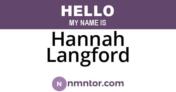 Hannah Langford