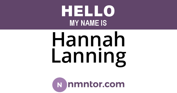 Hannah Lanning