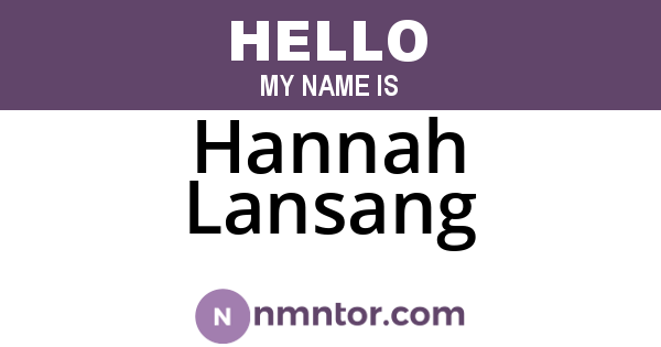 Hannah Lansang