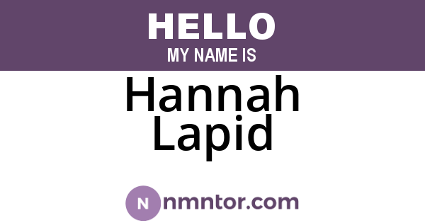 Hannah Lapid
