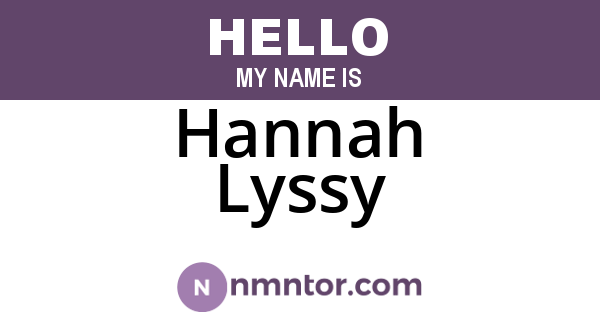 Hannah Lyssy