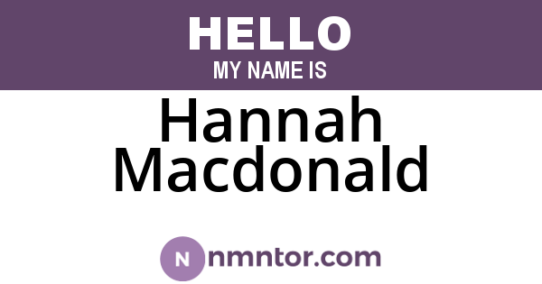 Hannah Macdonald