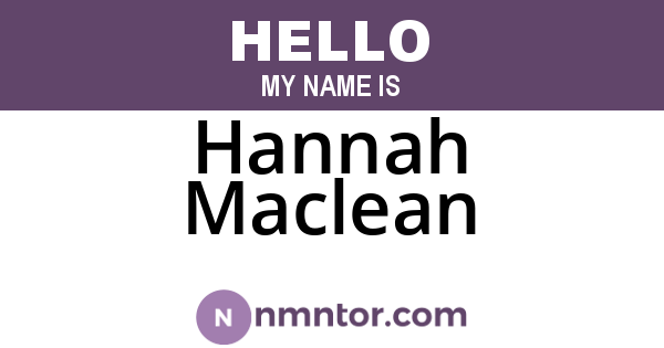 Hannah Maclean