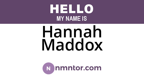 Hannah Maddox