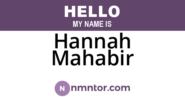 Hannah Mahabir
