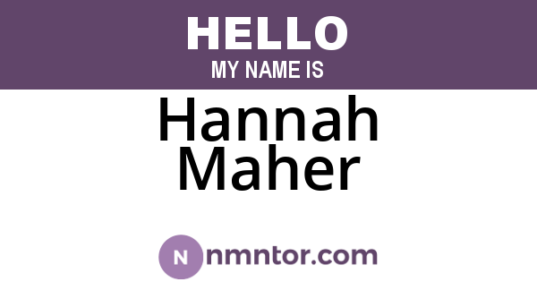 Hannah Maher