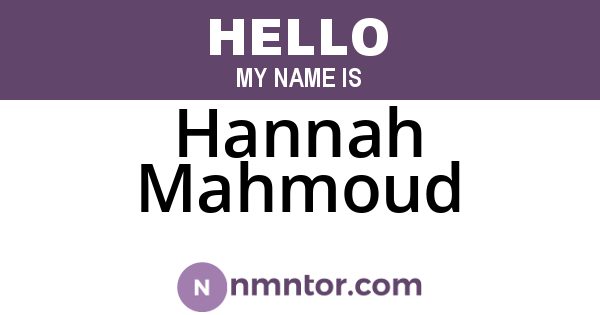 Hannah Mahmoud