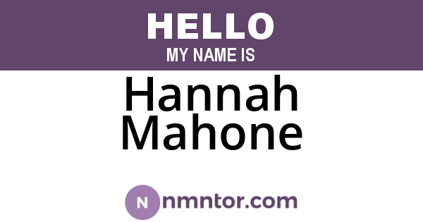 Hannah Mahone