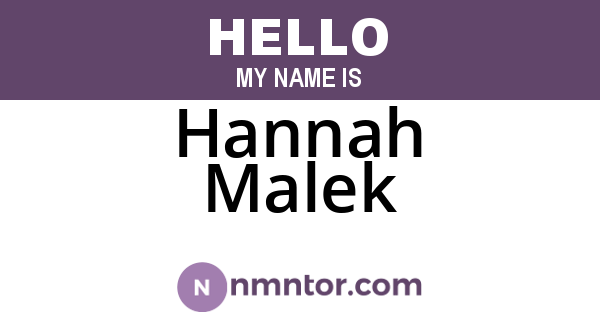Hannah Malek