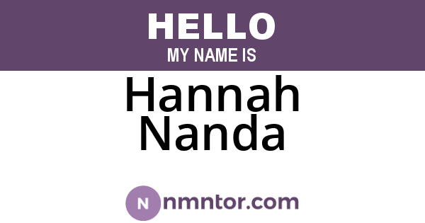 Hannah Nanda