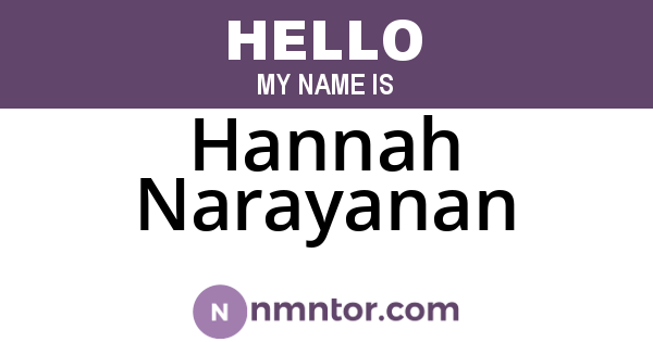 Hannah Narayanan