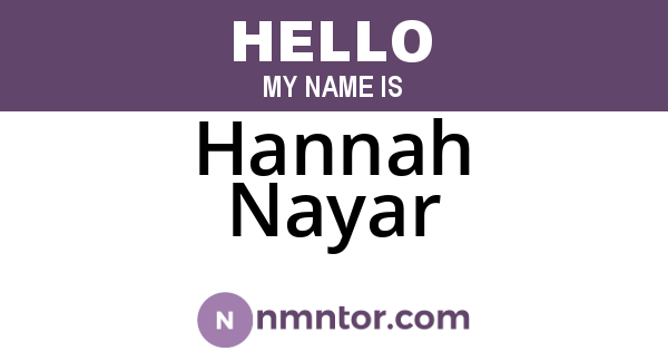 Hannah Nayar