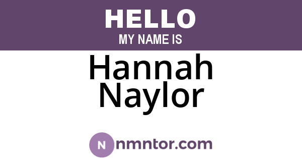 Hannah Naylor