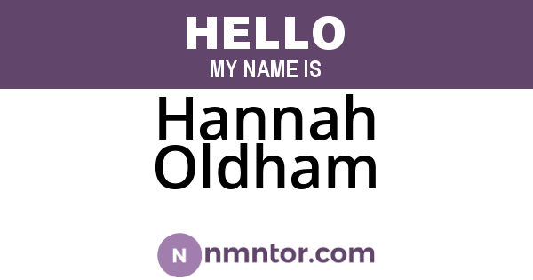 Hannah Oldham