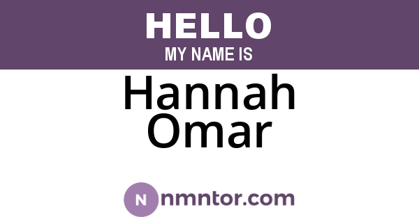 Hannah Omar