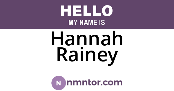 Hannah Rainey